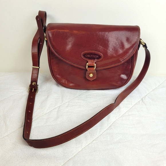 Oroton Of Australia Vintage Brown Leather Crossbody Bag Adjustable Strap Western - Picture 1 of 16